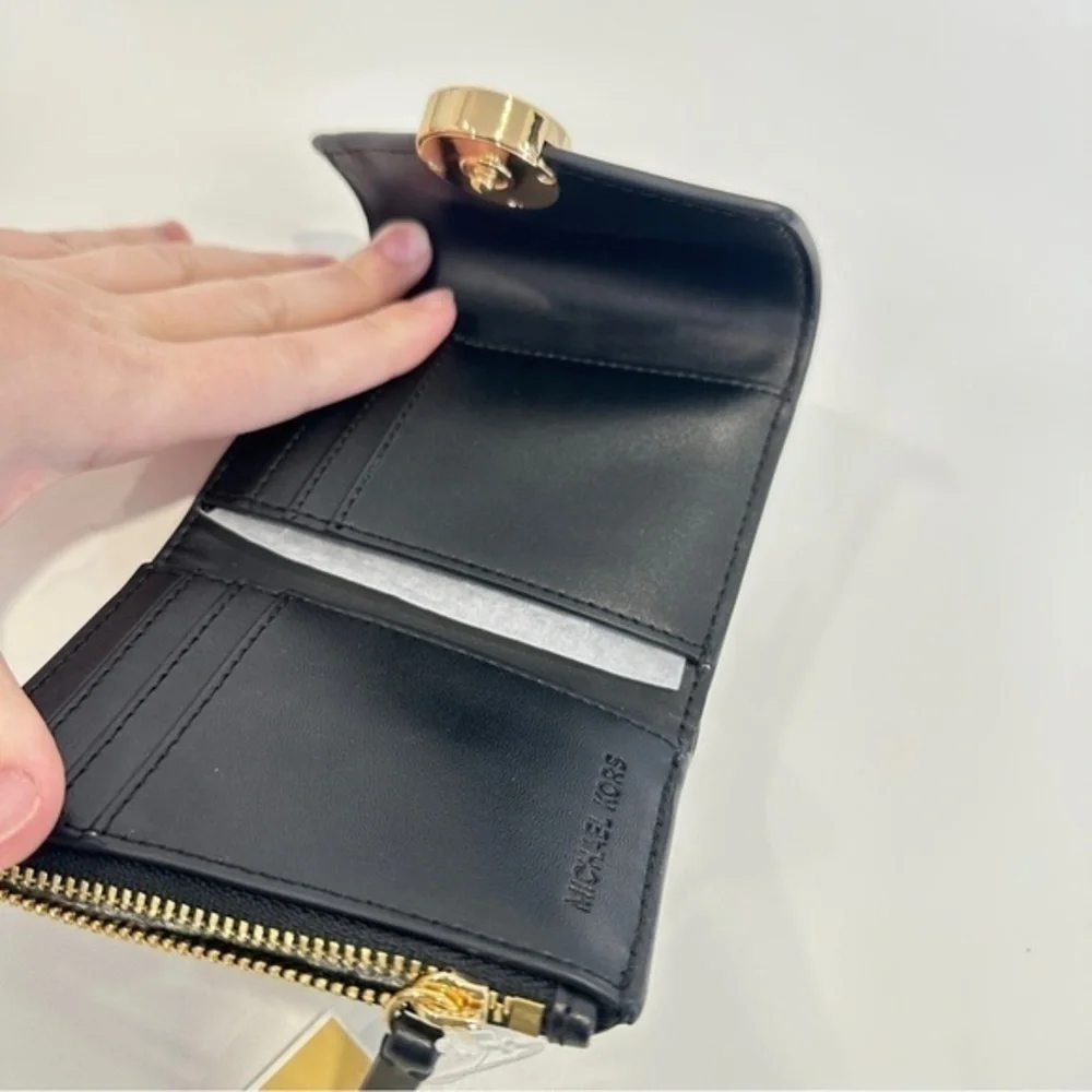 Michael Kors Carmen Medium Flap Bifold Wallet in Black